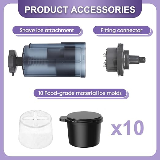 Shaved Ice Attachment for KitchenAid Stand Mixer,Upgraded Snow Cone Machine Accessory with 10Reusable Ice Molds,Professional Shaved Ice Maker Accessories for Fluffy Snow-like Texture,Fits All KA Molds