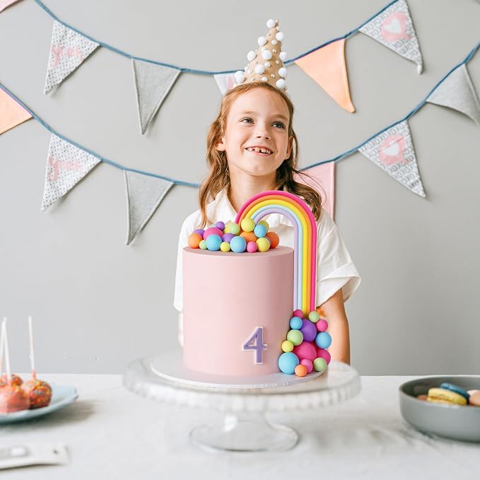 28PCS Rainbow Cake Toppers Colorful Balls Cake Decorations for Wedding Baby Shower Girls Boys Birthday Party Supplies (Colorful)