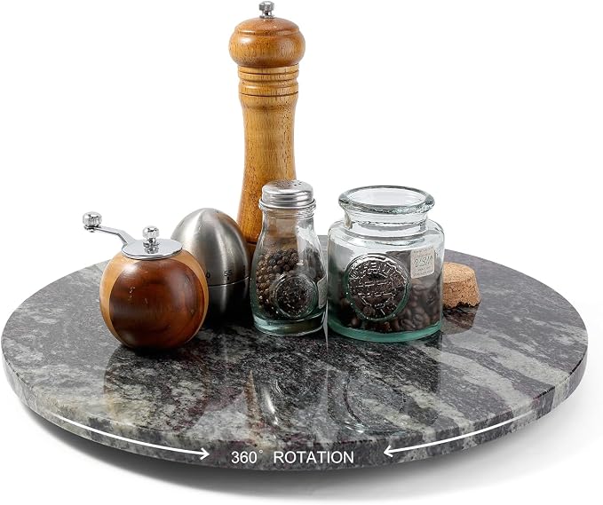 Marble Lazy Susan, 16 in Lazy Susan Turntable Organizer for Cabinet Pantry Kitchen Countertop Fridge Bathroom Makeup Vanity Countertop - Blue Fantasy