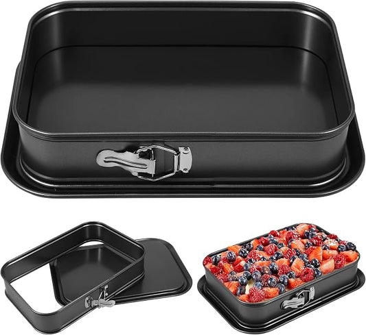 Springform Cake Pan,Nonstick Cheesecake Pan with Removable Base,Leakproof Ice Cream Cake Pan,Rectangular Springform Pan,Cake Baking Pan Bakeware,Springform Pan Tin for Kitchen (black, 14×9.45in)