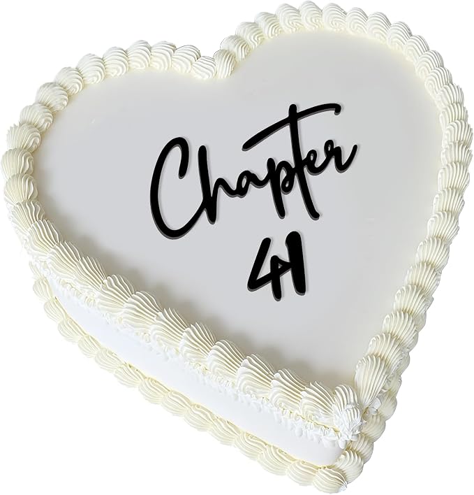 Chapter 41 Cake Topper for Women, 41st Birthday Cake Decoration, Black Acrylic Script Flat Cake Topper, Milestone Birthday Cake Decor for Her, Elegant Minimalist Stylechapter 41)