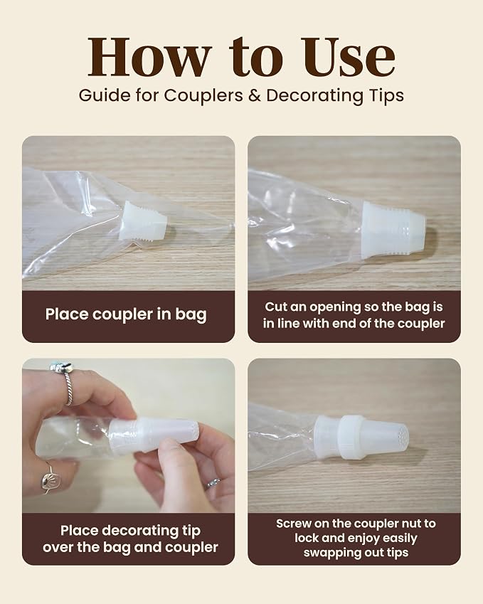 Reusable Plastic Piping Tips Standard Size Multi-opening Tip #233 20 Pack with 2 Couplers Icing Nozzles for Cake Decoration Dessert Baking Supplies and Piping Bags Base Ø 0.75" Height 1.25"