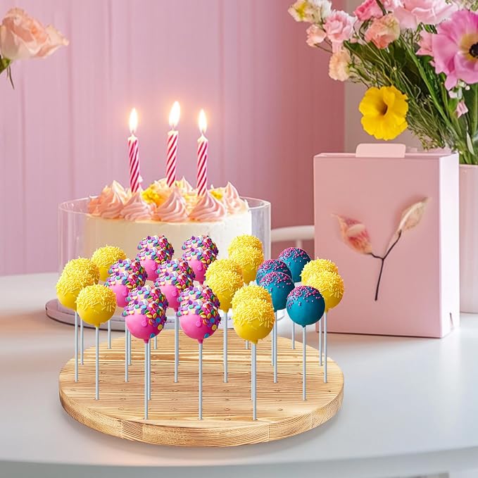 Cake Pop Stand Revolving Cake Pop Holder Round for Weddings Baby Showers Birthday Party Anniversaries Holiday