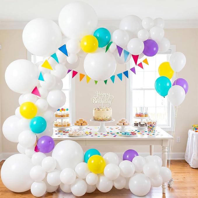 104pcs White Balloons Different Sizes 18 12 10 5 Inch, White Latex Party Balloon Garland Arch Kit for Wedding, Baby Shower, Graduation 2026 Decorations