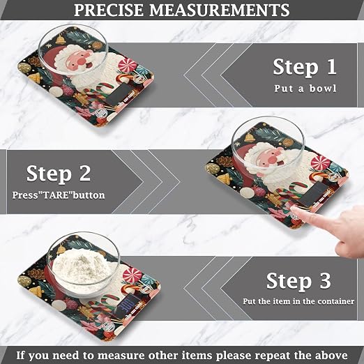 Food Scale Kitchen Scale for Baking Cooking Digital Food Weighing Measuring Scale Small Waterproof Electric Food Scale Santa Claus Lollipop Baubles