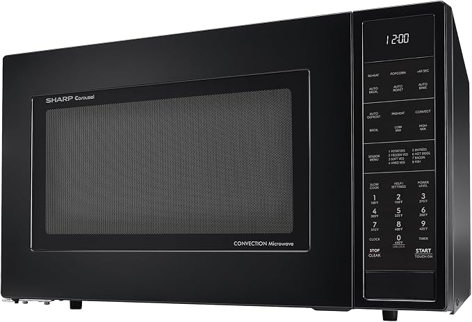 SHARP SMC1585KB Convection Countertop Microwave Oven with Removeable 15.4" Carousel Turntable, 1.5 Cubic Feet, 900 Watt, Sensor Cooking, Black
