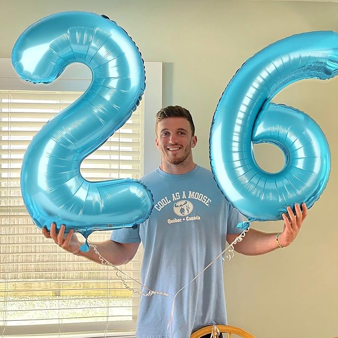 Pearlescent Blue 4 Balloon, Number Balloons 40 Inch, 4th Birthday Decorations for Girls Boys, Four Large Numbers for Party Decor, Number 4 Balloon