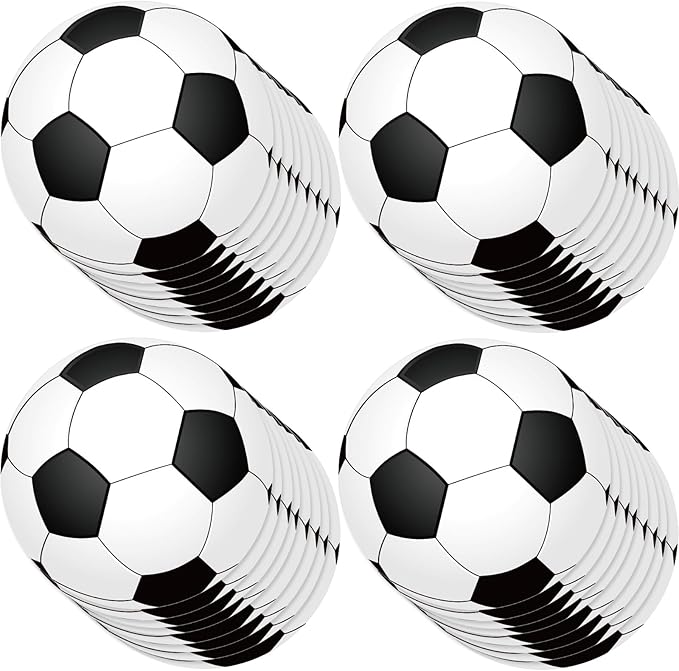 Vuzvuv 60Pcs 6In Paper Soccer Cutouts with 120Pcs Glue Points,Soccer Cut Outs Bulletin Board Decorations for Wall