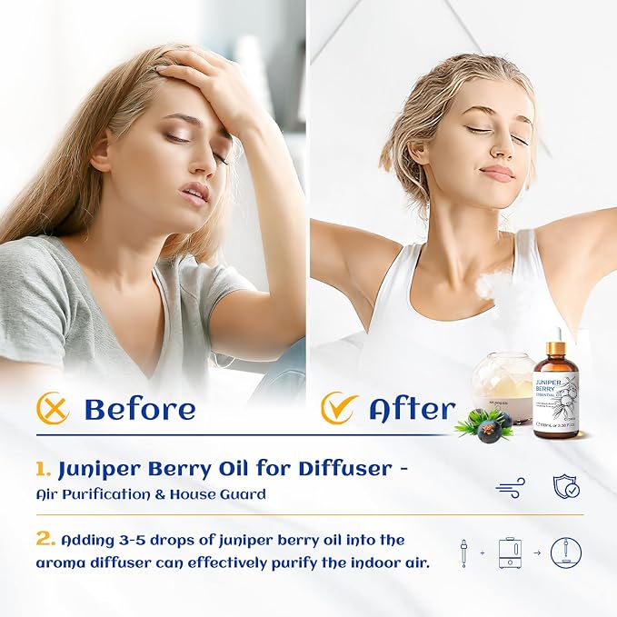 HIQILI 100ML Juniper Berry Essential Oil, Premium - 3.38 Fl Oz