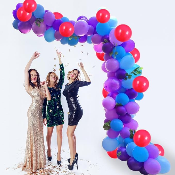 Blue and Purple Balloon Garland Kit, 103 PCS Arch Kit With Dark Light Blue Light Purple Balloons, Lilac and Colorful for Kids Girls Birthday Carvinal Theme Party