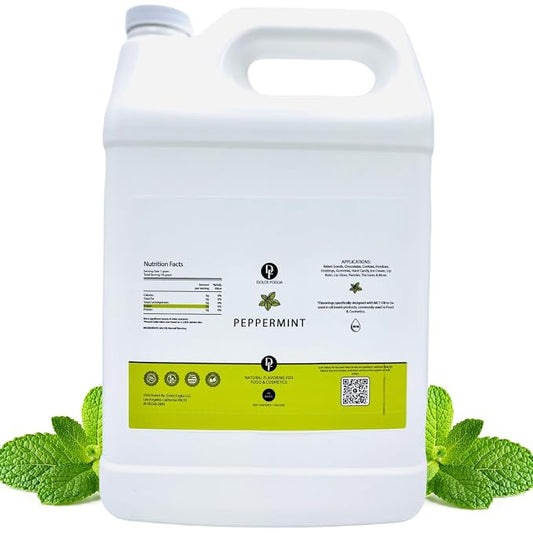 Dolce Flav Natural Peppermint Extract – 1 Gallon Oil-Soluble Kosher, Sugar-Free, Concentrated Pure Mint Flavor for Hard Candy, Chocolates & Baking