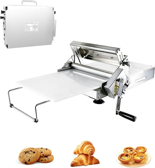 40.9''x15.5" Folding Dough Sheeter, Folding Dough Rolling Machine, Foldable Hand Crank Stainless Steel Adjustable Thickness 0.2-27mm, Manual Dough Sheeter for Pizza