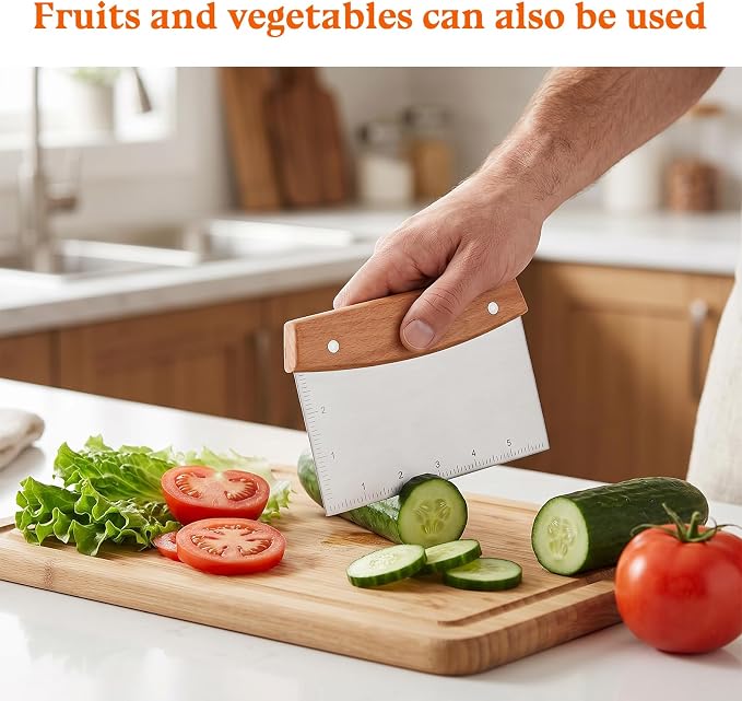 Dough Scraper and Cutter Stainless Steel Multipurpose Bench Scraper for Bread Kitchen Gadgets for Pastry Pizza Bread Food Cutter Cooking