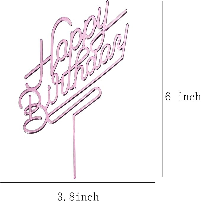 Happy Birthday Cake Topper,Acrylic cake Toppers,Birthday Party Decoration Supplie (Rose Gold)