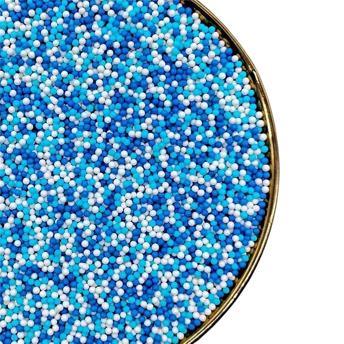 Blue Edible Pearl Sprinkles for Cake Decorations, Baking, Ice Cream, Cookies, Cupcake Topper 2mm White Sugar Pearls for Cake Decorating 130g/4.6oz 1 Bottle (2mm blue light blue)