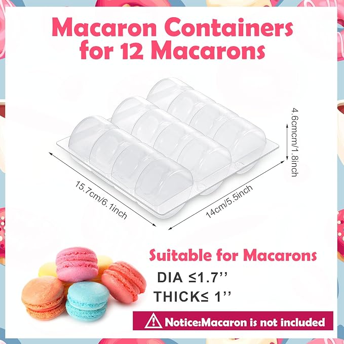 Sherr 36 Pcs Macaron Boxes Clear Plastic Macaron Storage Containers Macaroon Packaging Display Trays for Cookie, Wedding, Party Gifts