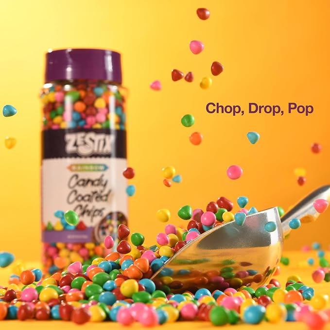 Rainbow Candy Coated Chips – 10oz (283g) Resealable Bottle – Colorful Candy-Shell Chocolate Chips for Baking, Decorating, Cookies, Cupcakes, Toppings & Party Treats