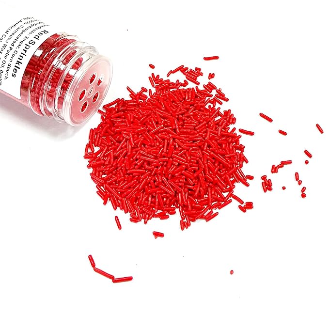 Homipooty Red Soft Jimmies Sprinkles Edible Candy Jimmies Sprinkles for Cake Decorating 78g/2.75oz Cookie Cupcake Topper Ice Cream