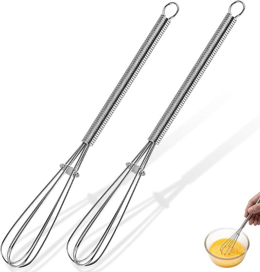 U-Taste 7" Mini Whisk for Cooking: 18/8 Stainless Steel Small Metal Kitchen Wisk, Tiny Hand Mixing Tool for Coffee, Egg, Sauce, 6-Wires Compact Head for Baking, Beating in Bowl, Mug, Jar (Set of 2)