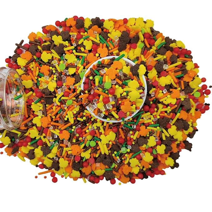 Homankit Thanksgiving Sprinkles Autumn Fall Sprinkles Edible Maple Leaves Confetti Sprinkle for Baking Cake Cupcake Toppers Cookie Donut Dessert Decoration 3.53 Ounces