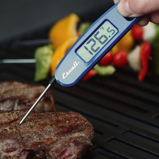 Escali Compact Portable Meat Candy Folding Digital Thermometer, Backlit Display Easy to Storage with Magnet, Blue