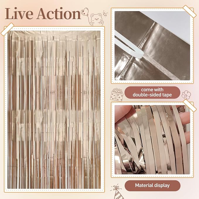 White and Champagne Gold Balloons Garland Arch Kit with Rose Gold Fringe Curtain for Woman Girl Princess Engagement Bridal Shower Wedding Baby Shower Boho Birthday Party Decorations