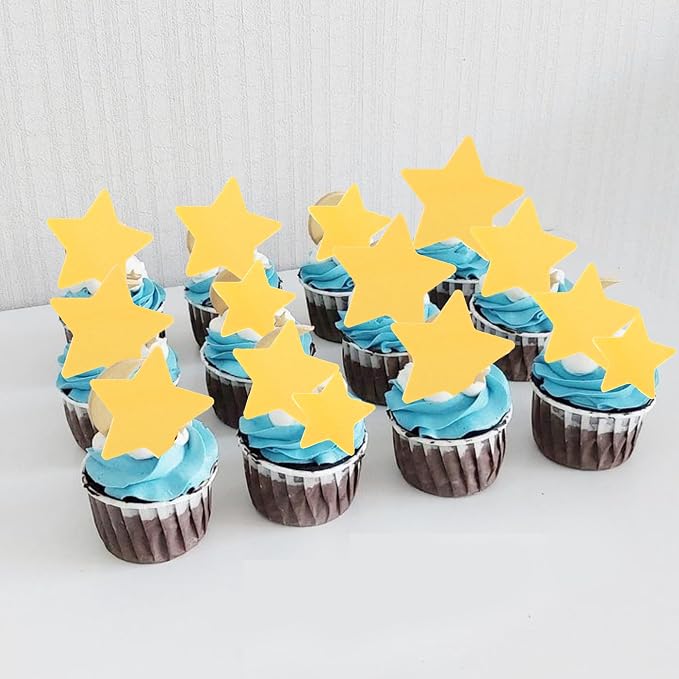 60 PCS Edible Gold Star Cupcake Toppers Edible Stars for Cake Decorating Edible Twinkle Star Cupcake Picks Baby Shower Cake Decorations for Wedding Engagement Bridal Shower Birthday Party Supplies