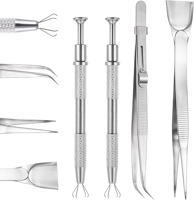 4Pcs Cake Decorating Sprinkles Tools Set, 4 Claw Sprinkle Pen Pearl Grabber Sugar Bead Pick-up Tool Stainless Steel Cake Tweezers Pearl Sprinkle Spoon with Shovel for Cake Ice Cream Baking