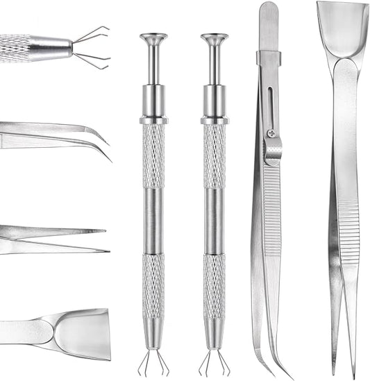 4Pcs Cake Decorating Sprinkles Tools Set, 4 Claw Sprinkle Pen Pearl Grabber Sugar Bead Pick-up Tool Stainless Steel Cake Tweezers Pearl Sprinkle Spoon with Shovel for Cake Ice Cream Baking