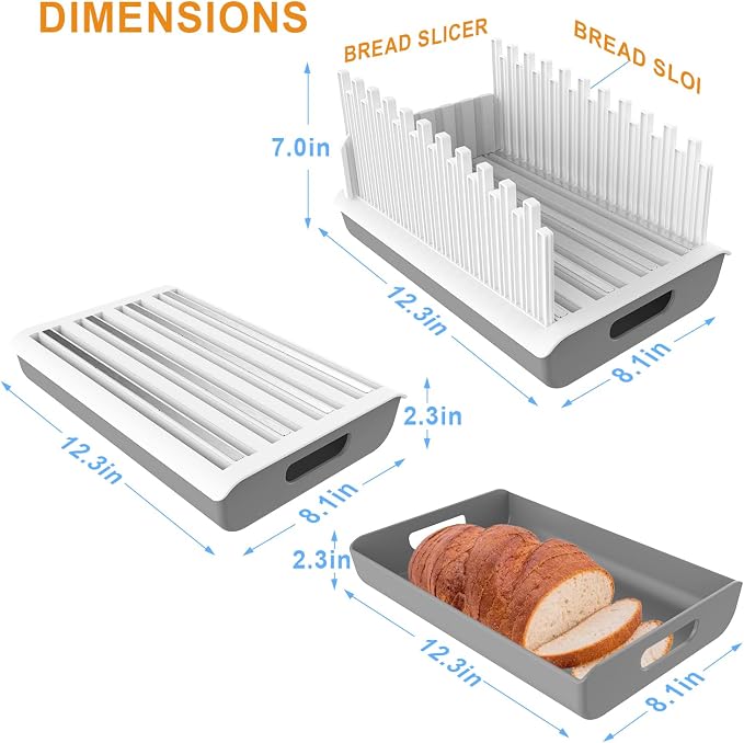 Bread Slicer For Homemade Bread,Bread Slicer Guide For Width Is Adjustable And Replaced,Bread Loaf Slicer With Crumb Tray,Suitability For Homemade Bread, Bagels, Cakes