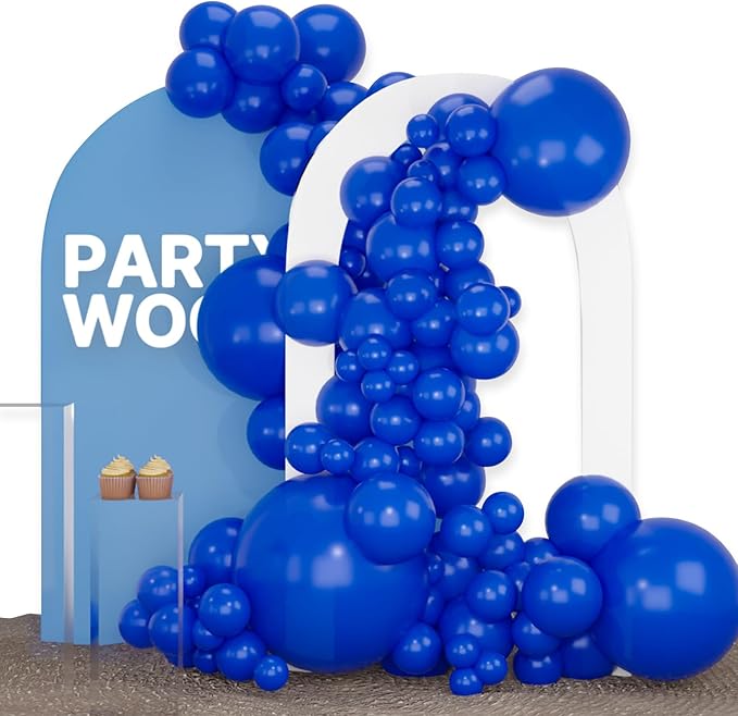 PartyWoo Royal Blue Balloons 100pcs Different Sizes Pack of 36 18 12 10 5 Inch Dark Blue Balloon Arch Kit for Baby Shower Gender Reveal Graduation Under The Sea Birthday Party Decorations Blue-Y59