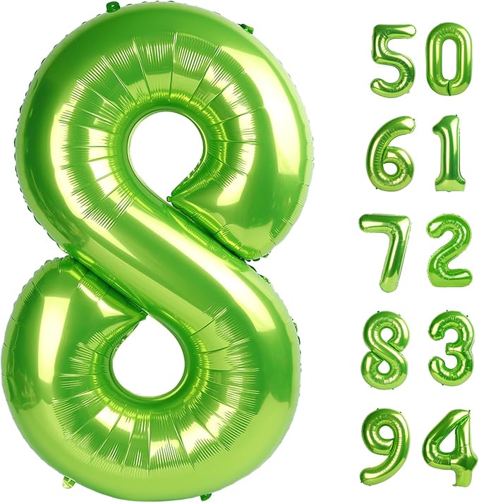 Light Green 8 Balloon, Number Balloons 40 Inch, 8th Birthday Decorations for Girls, Birthday Balloons, Light Green Party Supplies, Number 8 Balloon