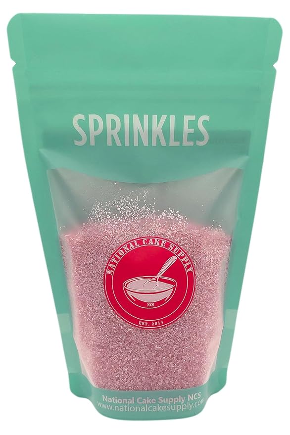 NCS Pearlized Pink Coarse Sanding Sugar, Sparkling Decorating Sugar for Baking & Drink Rims, 7 oz