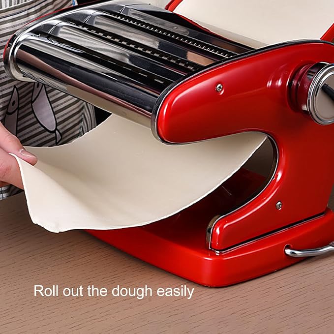 Manual Pasta Maker Machine 6 Adjustable Gears Hand Crank Noodle Press for Lasagna Fettuccine Dumpling Wrapper Dough Sheeter (Suction Cup Type 3 Blade)