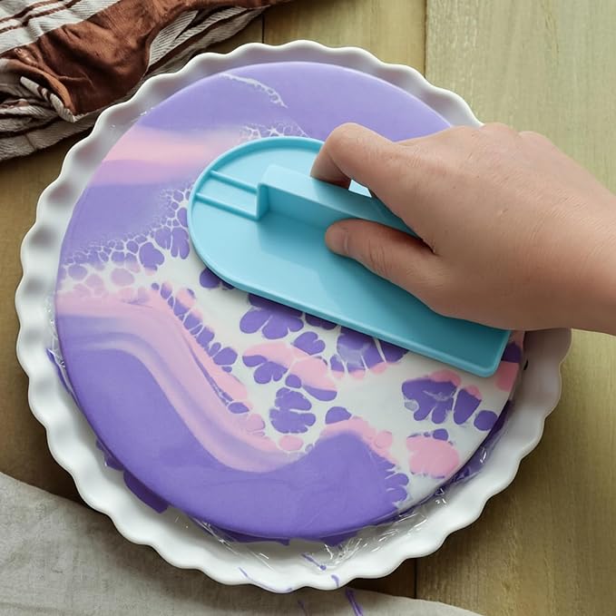 2 PCS Fondant Smoothing Tool, Cake Decoration Icing Smoother, Plastic Fondant Icing Smoother Polisher, Icings Scraper Paddle Tool for Cake Decoration Tools (Green, Blue)