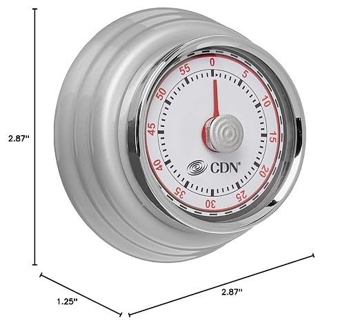 CDN Compact 60 Min Mechanical Timer-Silver, Silver