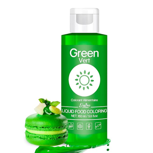 Limino Food Coloring - Vivid Food Coloring for Baking, Cake Decorating, Cookie, Fondant, Macaron - Liquid Tasteless Food Color Dye for Airbrush, DIY Slime Making and Crafts - 6 fl.oz / 160ml (Green)