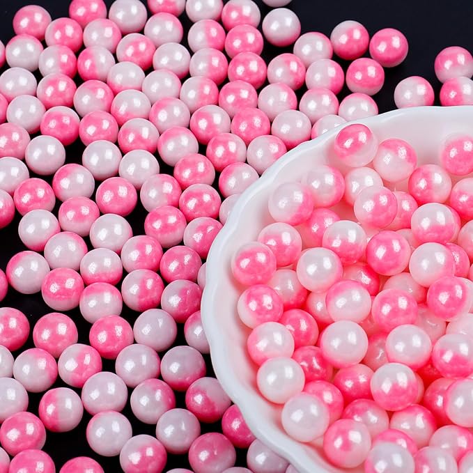 Rainbow Pearl Sprinkles for Cake Decorating - Gradient Pink & White Pearl Sprinkles for Baking, Cookies, Cake, Cupcakes, Donuts & Ice Cream Toppings, Valentines Sprinkles (4.6oz/130g, 7mm)