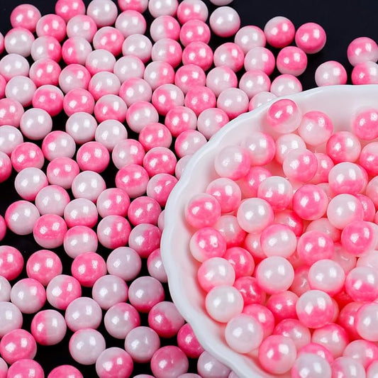 Rainbow Pearl Sprinkles for Cake Decorating - Gradient Pink & White Pearl Sprinkles for Baking, Cookies, Cake, Cupcakes, Donuts & Ice Cream Toppings, Valentines Sprinkles (4.6oz/130g, 7mm)