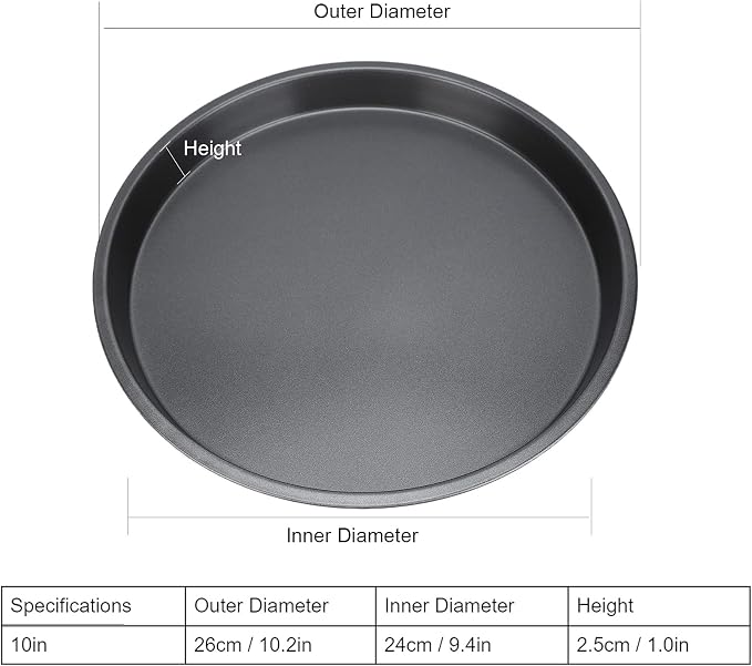 2 Pack 10 Inch Deep Dish Pizza Pan for Oven, Heavy Duty Nonstick Carbon Steel Round Baking Tray, Dishwasher Safe & Warp Resistant – for Homemade Pizza, Cookies, Pie, Cake, Roasting (10in)