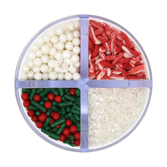 Mystic Sprinkles 4 Cell Sprinkle Assortments (Candy Cane Kisses, Petite)