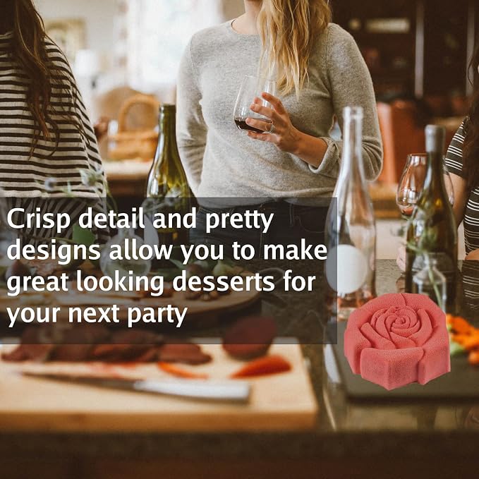 Joyeee 11.8'' Rose Flower Cake Mold Pan, Silicone Baking Mold for Birthday Cake, Muffin, Bread, Pie, Flan, Tart, Mousse, Cheesecake - Non-Stick Baking Trays - Great For Parties, Holidays