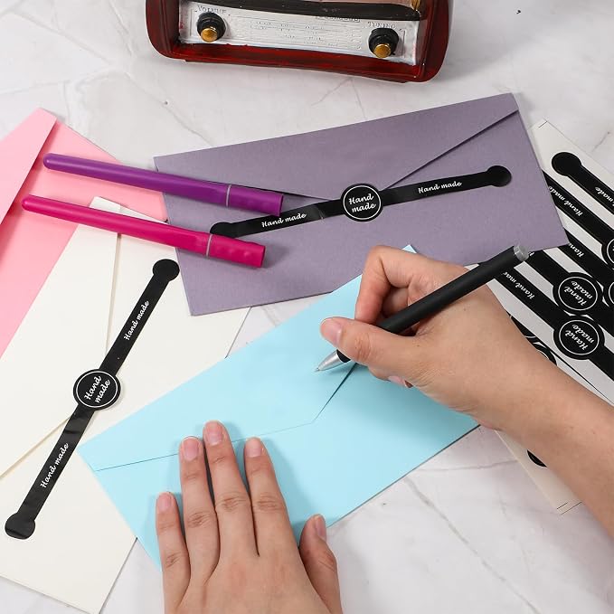 250 Pcs 50 Sheets Handmade Food Baking Seal Sticker Black Long Strip 7.1"x1" Seals Stickers for Bakery Tamper Evident Labels for Food Packaging Cake Boxes Jar