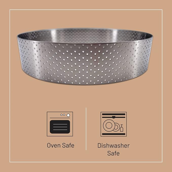 de Buyer Perforated Round Tart Ring - 6” Diameter, 1.4” Height - Perfect for Baking Beautifully Crisp Tarts - Easy to Use & Clean - Made in France