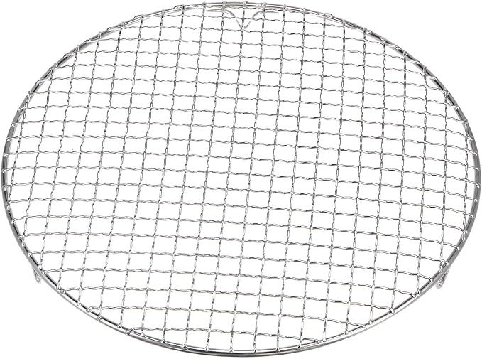 HARFINGTON Round Cooking Rack 11.6-inch 201 Stainless Steel Cross Wire Barbecue Grill Net with 20mm Legs for Cooking Baking Steaming BBQ