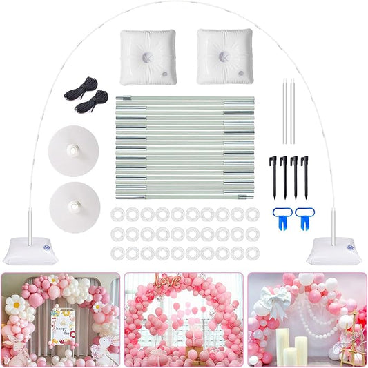 Balloon Arch Kit, 7.4ft Balloon Arch Stand Frame with Base: for Wedding Baby Shower Birthday Party Decorations Garden Arbors (White)