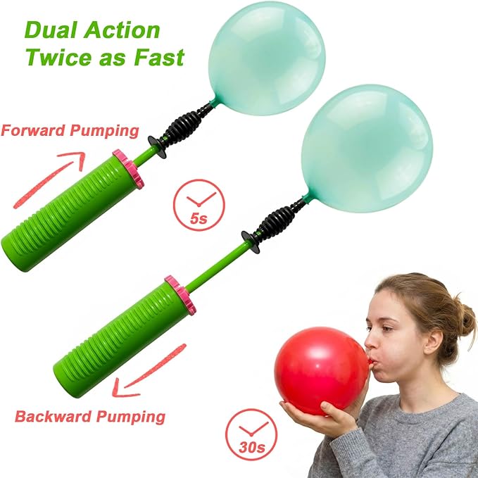 Balloon Pump Handheld - Dual Action Manual Air Inflator for Balloon, Rapid Two-Way Blower for Party Decoration