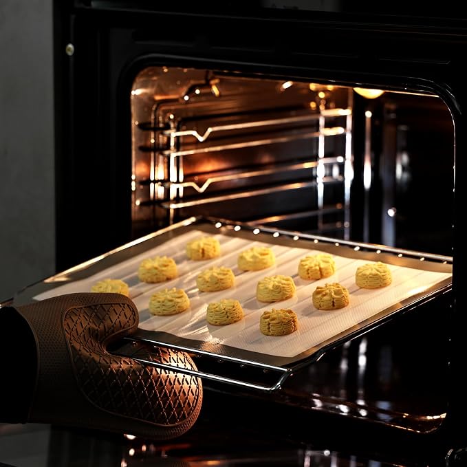 KitchenRaku 2-Pack Silicone Baking Mat, 16.5"x11.6" Reusable Silicone Baking Sheets for Oven, BPA Free Nonstick Bakeware Mats for Cookies, Macarons, Bread and Pastry