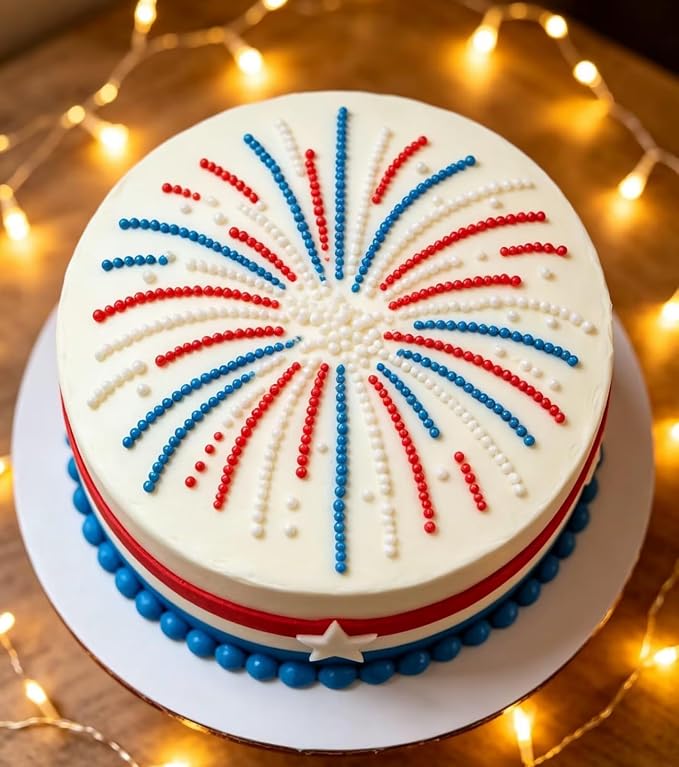 HeDeon&Rles Blue Pearls Sprinkles for Baking Decorating 90g/3.17oz 4 Size Mix Edible Preals for Cake Cupcake Pancake Icing Decoration Independence Day Halloween Supplies