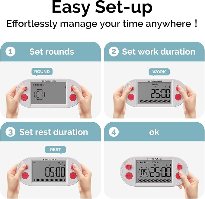 KADAMS Workout Interval Timer – HIIT, Tabata & EMOM Training with Visual Countdown Ring, Magnetic for Gym Home Workouts & Fitness